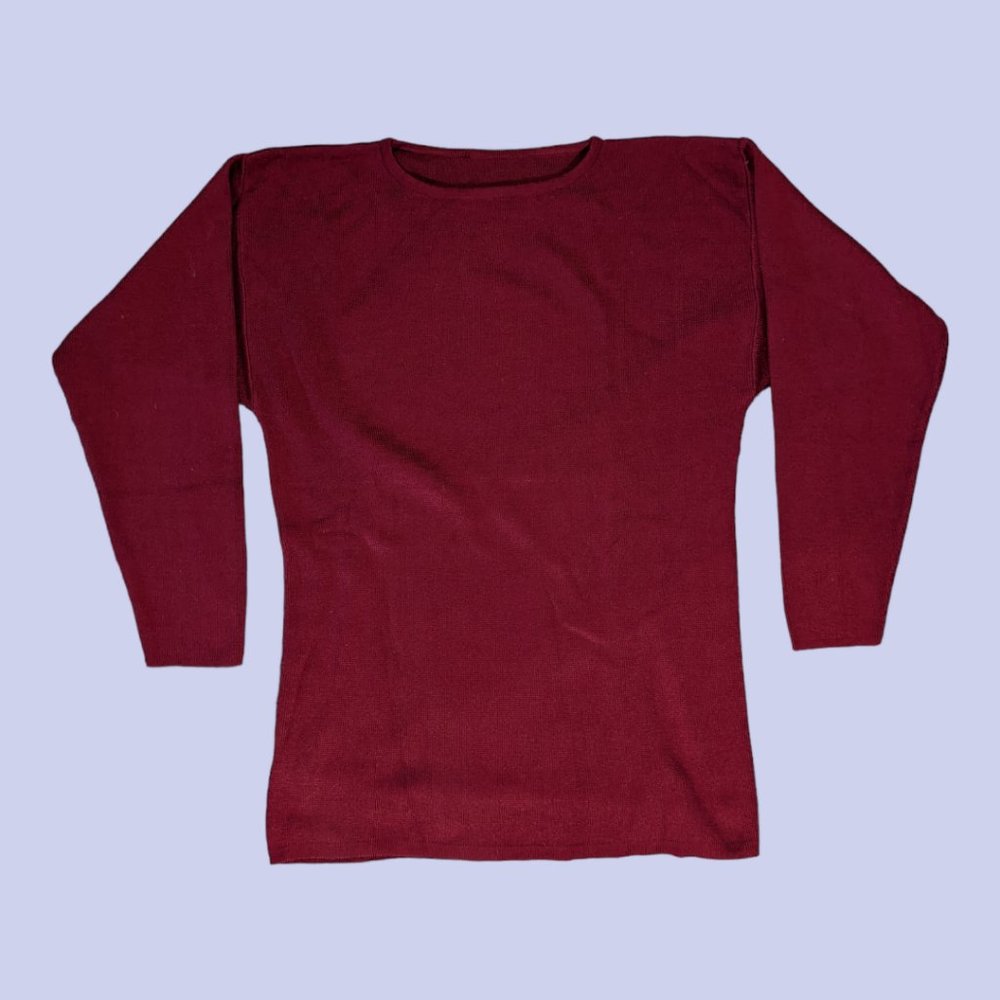 Belford | Warm 100% Silk Women's Knit Crewneck Sweater Red Small